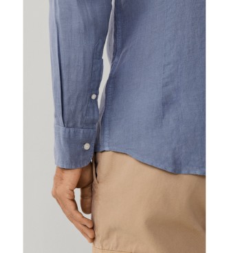 Hackett London Camicia di lino blu Kent