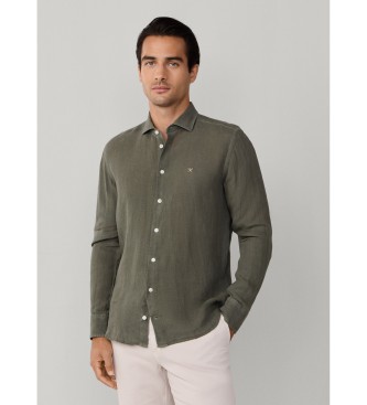Hackett London Zielona koszula lniana ESS GMD