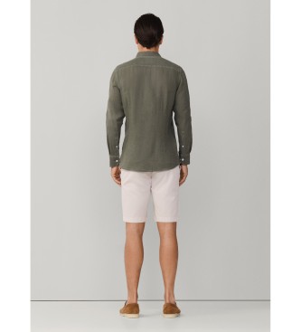 Hackett London Zielona koszula lniana ESS GMD