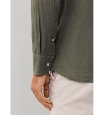 Hackett London Zielona koszula lniana ESS GMD