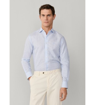 Hackett London Niebieska koszula lniana Ess