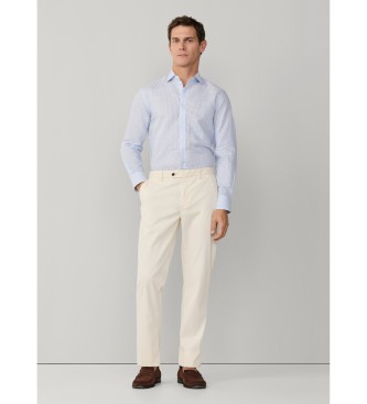 Hackett London Niebieska koszula lniana Ess