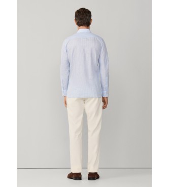 Hackett London Niebieska koszula lniana Ess