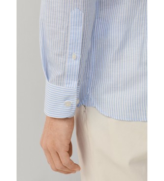 Hackett London Niebieska koszula lniana Ess