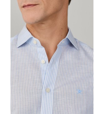 Hackett London Niebieska koszula lniana Ess