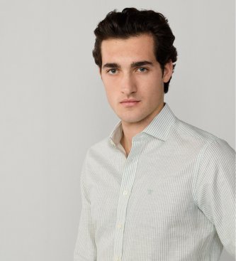 Hackett London Bengal lærredsskjorte i grøn