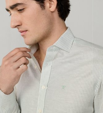 Hackett London Bengal lærredsskjorte i grøn