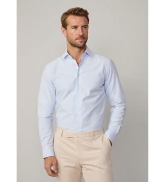 Hackett London Hemd Passform schlank Struktur blau