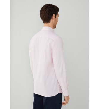 Hackett London Camisa de riscas de boi essencial cor-de-rosa