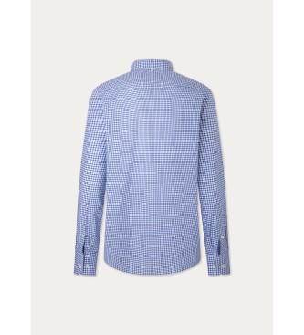 Hackett London Camicia essenziale in popeline blu a quadri
