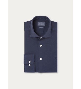 Hackett London Bistvena raztegljiva majica Pop Shirt modra