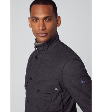 Hackett London Flanell Moto Jacke dunkelgrau