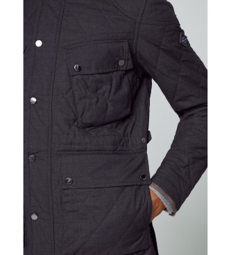 Hackett London Flanell Moto Jacke dunkelgrau