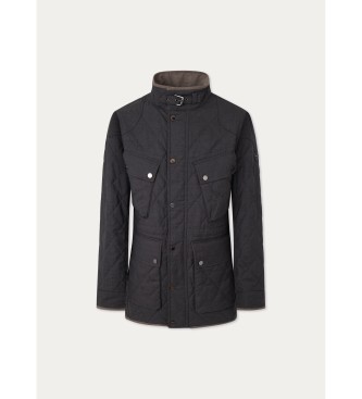 Hackett London Flanell Moto Jacke dunkelgrau