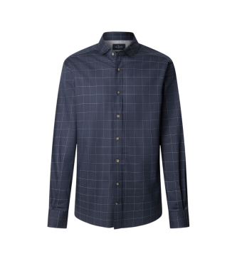 Hackett London Flannel Windowpane shirt blue