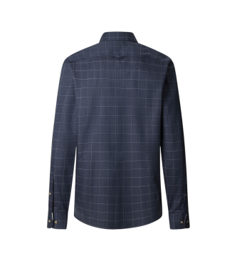 Hackett London Flannel Windowpane shirt blue