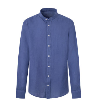 Hackett London Garment Dye Linen Shirt blue