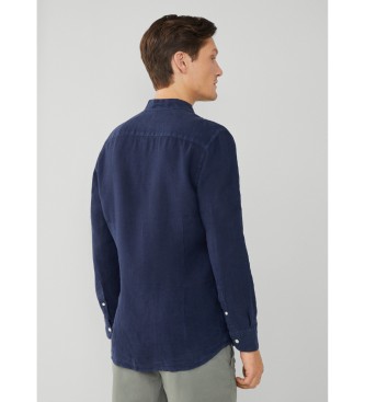 Hackett London Garment Dye Leinenhemd navy