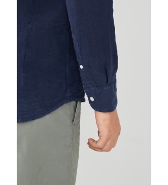 Hackett London Chemise en lin Garment Dye navy