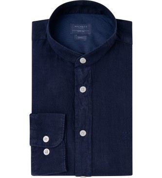 Hackett London Camicia in lino tinto in capo blu scuro