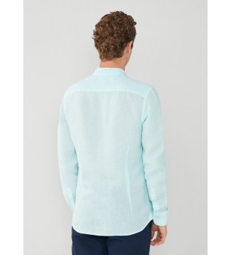 Hackett London Garment Dye Linnen Turquoise Overhemd