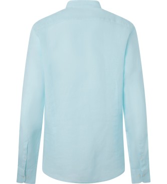 Hackett London Garment Dye Linnen Turquoise Overhemd