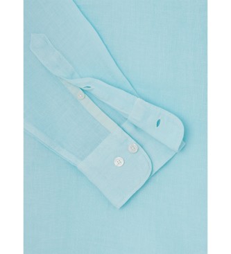 Hackett London Turkizna srajca iz platna z barvanjem oblačil