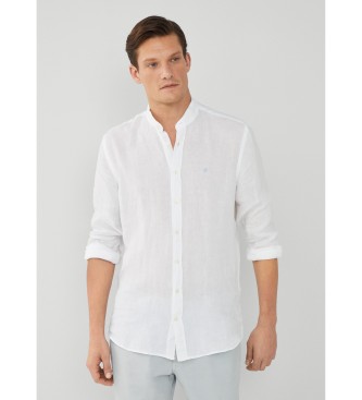 Hackett London Lniana koszula Garment Dye w kolorze białym