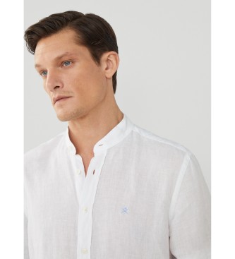 Hackett London Lniana koszula Garment Dye w kolorze białym