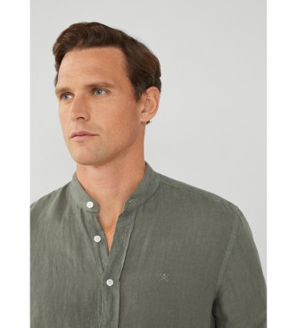 Hackett London Lanena srajca z barvanjem oblačil zelena