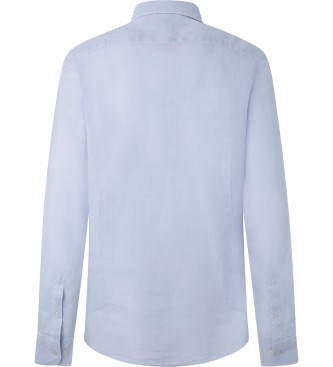 Hackett London Camisa de linho tingida em tecido azul