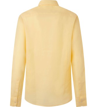 Hackett London Żółta koszulka barwiona w masie