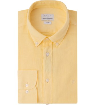 Hackett London Żółta koszulka barwiona w masie