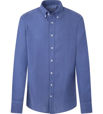 Hackett London Camicia blu tinta in capo