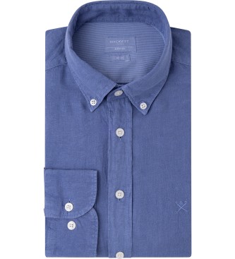 Hackett London Niebieska koszulka barwiona w masie