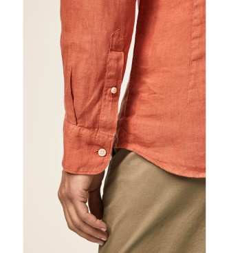 Hackett London Linen Fit Slim Shirt Orange