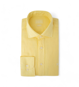 Hackett London Koszula lniana w kolorze żółtym