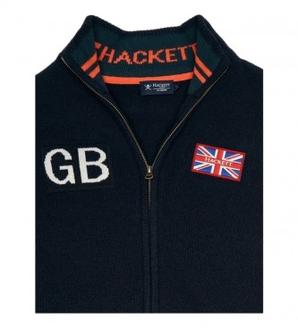Hackett London Giacca in maglia con zip blu navy