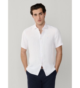Hackett London Biała lniana koszula GMD