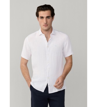 Hackett London Biała lniana koszula GMD