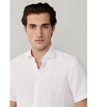 Hackett London Biała lniana koszula GMD