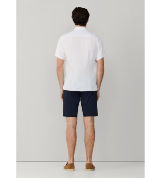 Hackett London Biała lniana koszula GMD