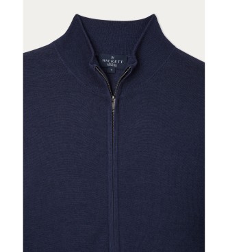 Hackett London Gmd Merino Silk Fz mornariški pulover
