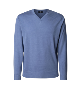 Hackett London Maglione in lana merino blu