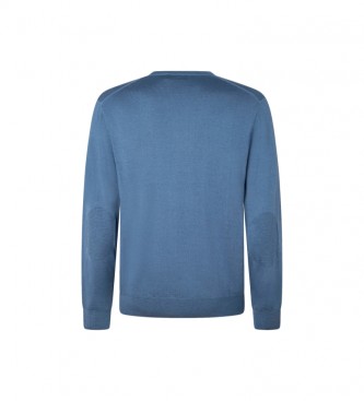 Hackett London Merino-Pullover mit V-Ausschnitt blau