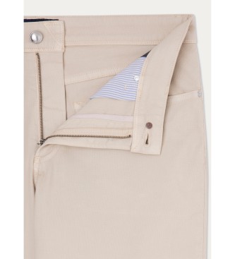 Hackett London Spodnie Texture 5 Pockets beżowe