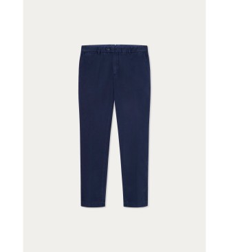 Hackett London Navy Texture Chino Trousers