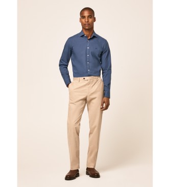 Hackett London Gment Dyed Strch Pop blauw denim shirt