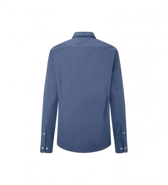 Hackett London Gment Dyed Strch Pop blauw denim shirt