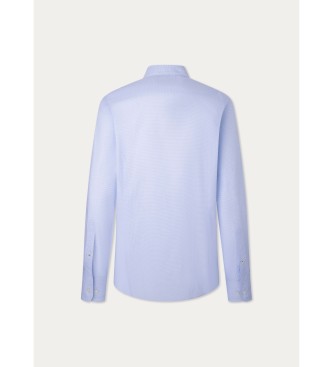 Hackett London Camicia blu a righe con motivo a griglia